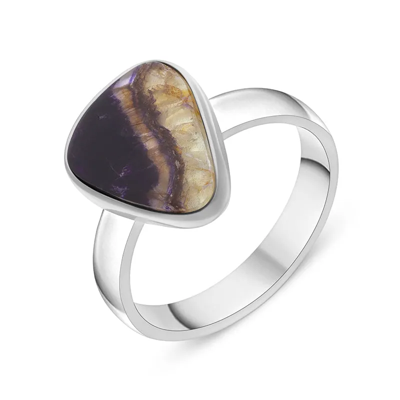 Sterling Silver Blue John Abstract Triangle Unique Ring sold by C.W. Sellors