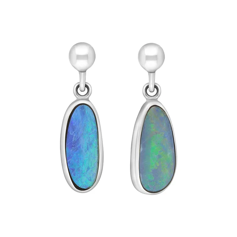 Sterling Silver Opal Abstract Oval Doublet Drop Unique Earrings sold by C.W. Sellors