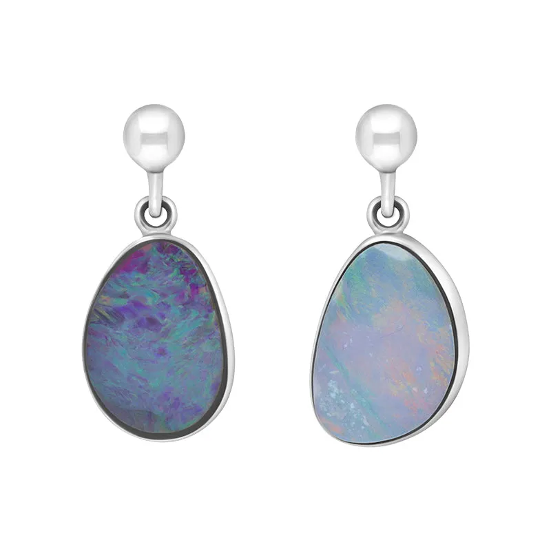 Sterling Silver Opal Abstract Oval Doublet Drop Unique Earrings sold by C.W. Sellors