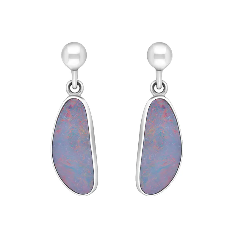 Sterling Silver Opal Abstract Oval Doublet Drop Unique Earrings sold by C.W. Sellors