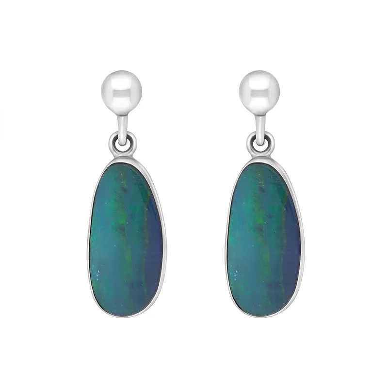 Sterling Silver Opal Abstract Oval Doublet Drop Unique Earrings sold by C.W. Sellors
