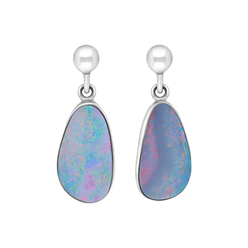 Sterling Silver Opal Oval Doublet Drop Unique Earrings sold by C.W. Sellors