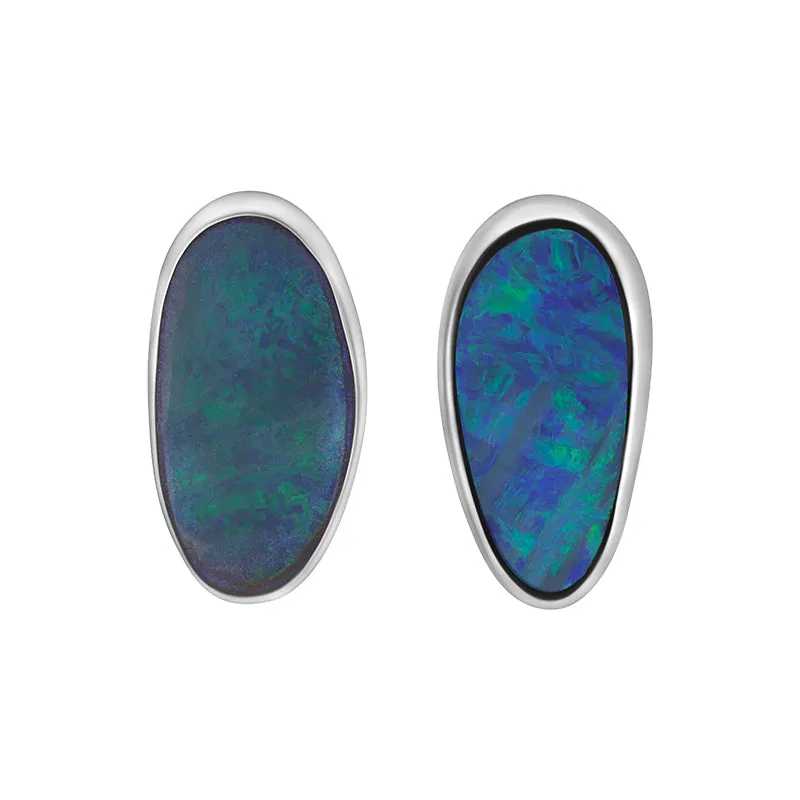 Sterling Silver Opal Abstract Doublet Stud Unique Earrings sold by C.W. Sellors