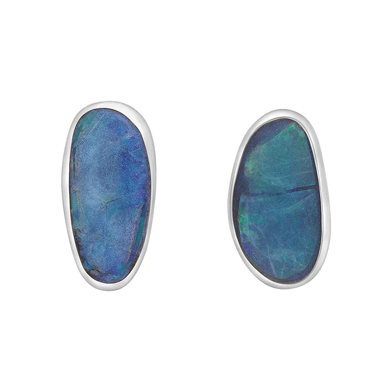 Sterling Silver Opal Abstract Doublet Stud Earrings sold by C.W. Sellors