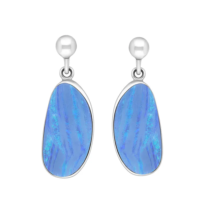 Sterling Silver Opal Abstract Oval Doublet Drop Earrings sold by C.W. Sellors