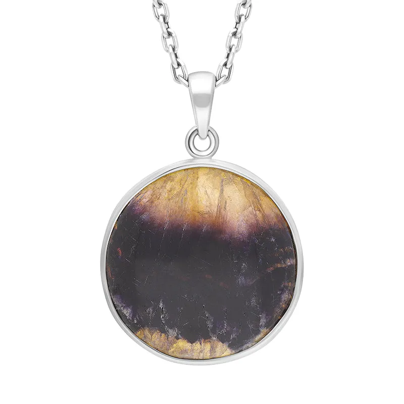 Sterling Silver Unique Blue John Round Pendant sold by C.W. Sellors