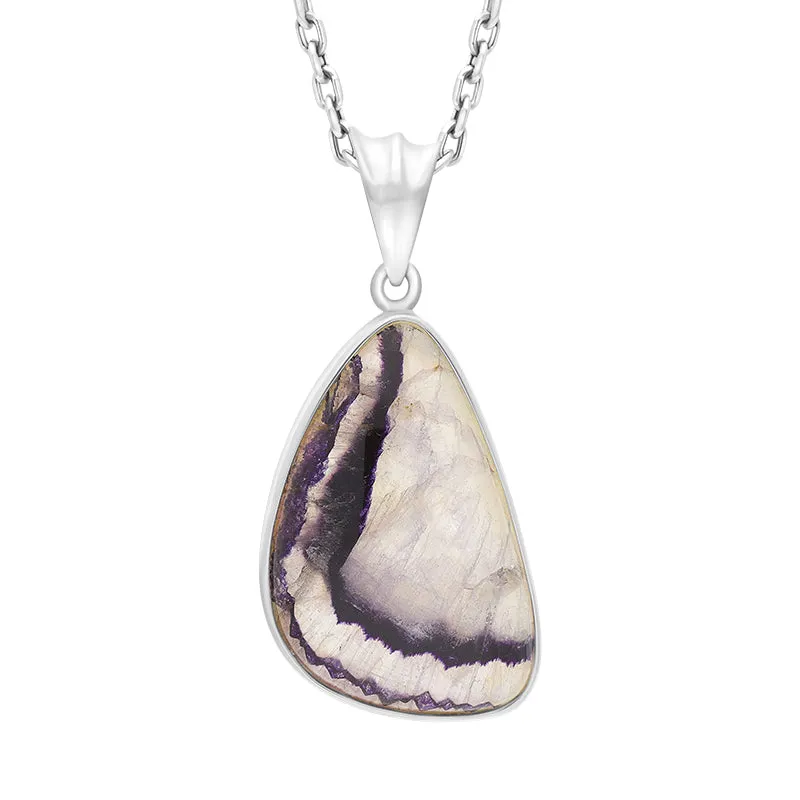 Sterling Silver Unique Blue John Abstract Oval Ridged Bale Pendant sold by C.W. Sellors