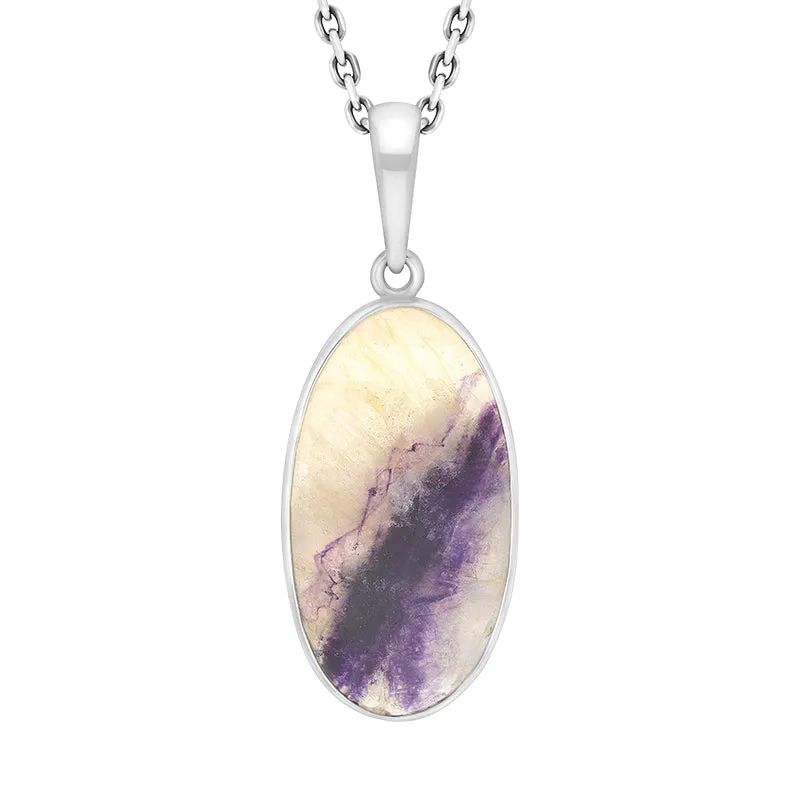 Sterling Silver Blue John Abstract Oval Unique Pendant sold by C.W. Sellors