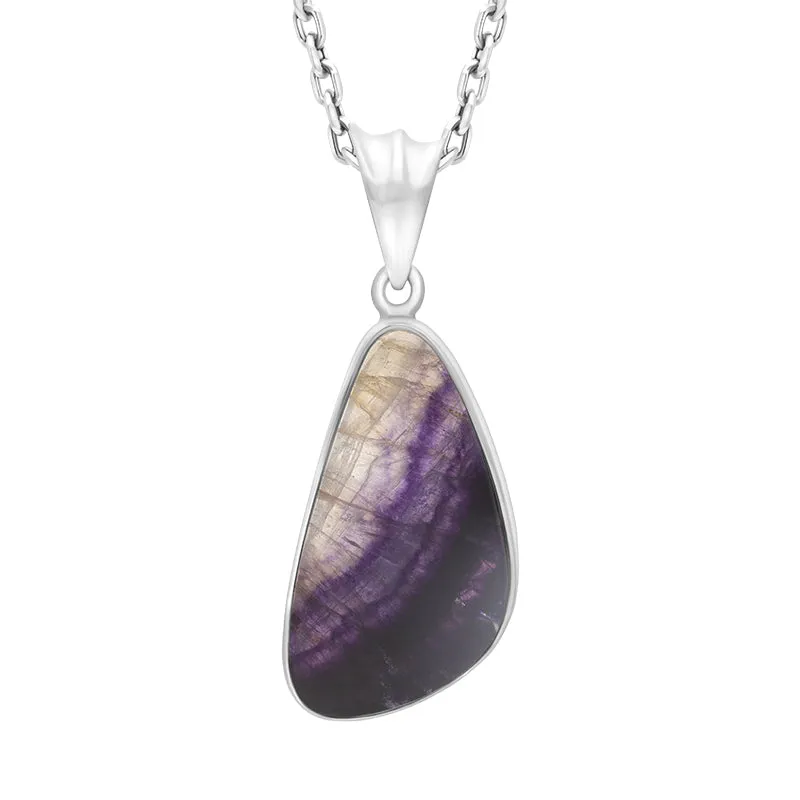 Sterling Silver Blue John Abstract Oval Ridged Bale Unique Pendant sold by C.W. Sellors