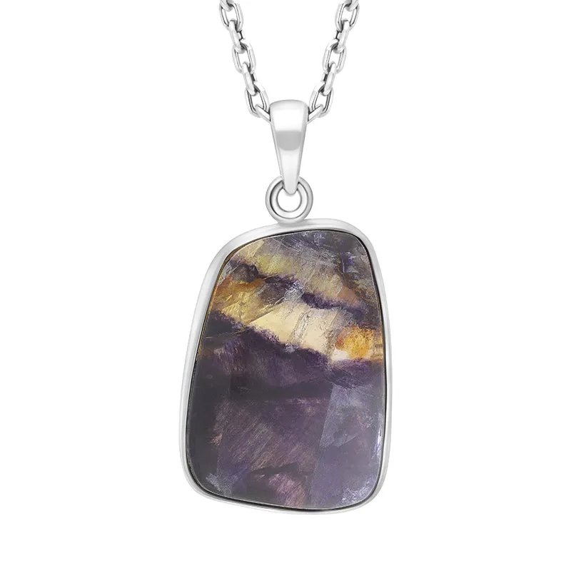 Sterling Silver Blue John Abstract Square Shaped Unique Pendant sold by C.W. Sellors