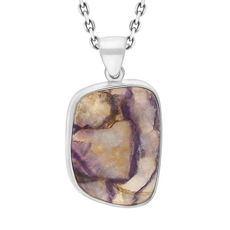 Sterling Silver Unique Blue John Square Shaped Abstract Pendant sold by C.W. Sellors