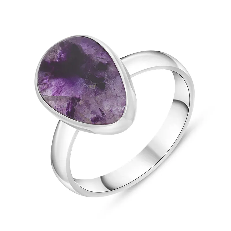 Sterling Silver Blue John Pear Shaped Unique Ring sold by C.W. Sellors