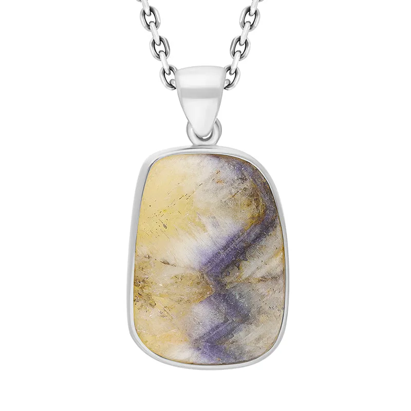 Sterling Silver Blue John Abstract Square Shape Stone Unique Pendant sold by C.W. Sellors