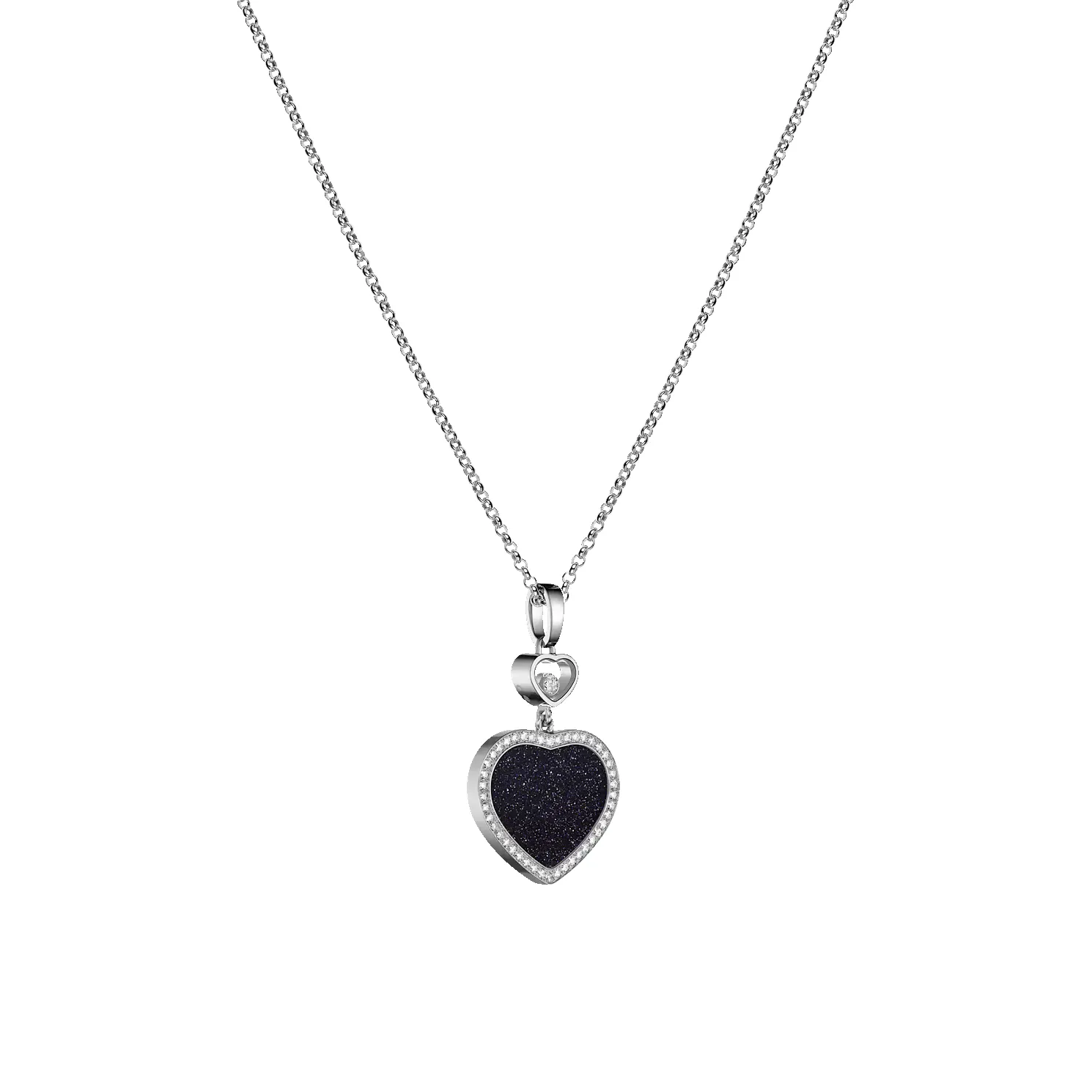 Chopard Happy Hearts 18ct White Gold Aventurine & Diamond Necklace sold by C.W. Sellors product image thumbnail 3