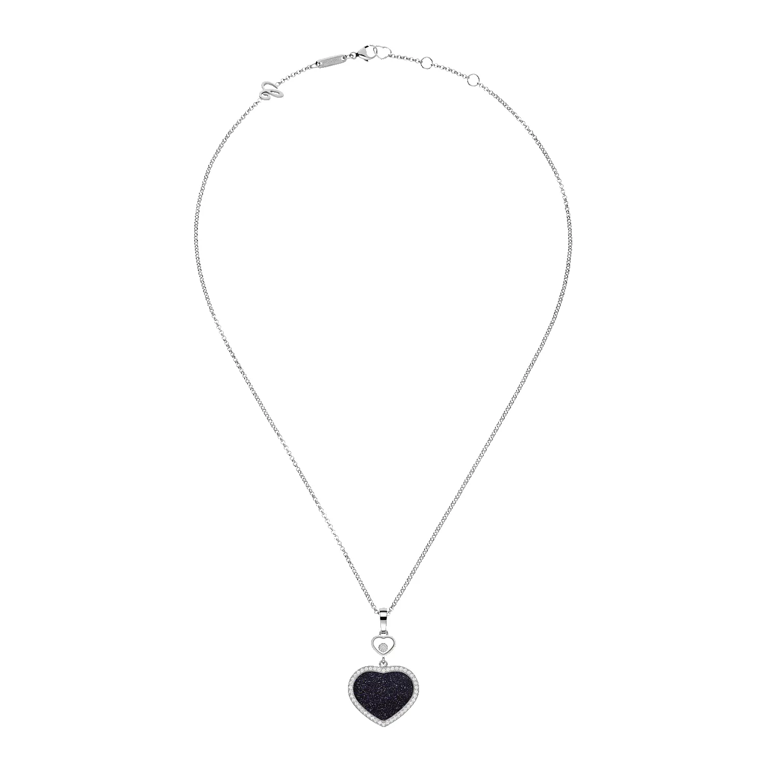 Chopard Happy Hearts 18ct White Gold Aventurine & Diamond Necklace sold by C.W. Sellors product image thumbnail 2