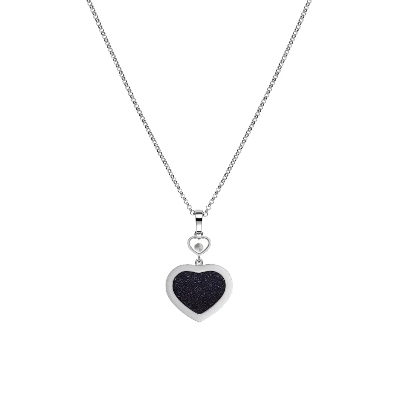 Chopard Happy Hearts 18ct White Gold Aventurine & Diamond Necklace sold by C.W. Sellors