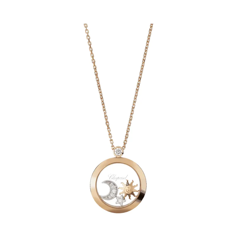 Chopard Happy Diamonds 18ct Rose Gold Diamond Sun, Moon and Stars Necklace sold by C.W. Sellors