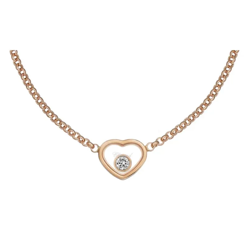 Chopard My Happy Hearts 18ct Rose Gold 0.05ct Diamond Heart Necklace sold by C.W. Sellors