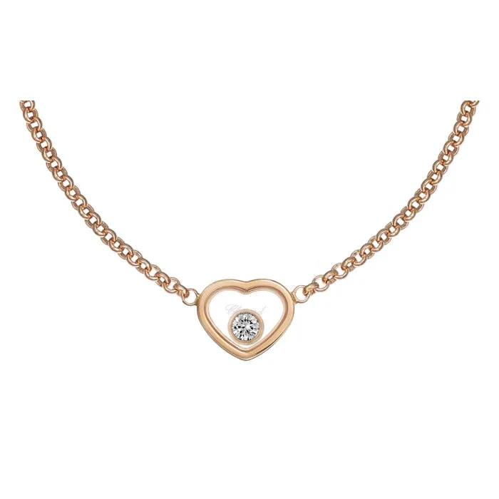 Chopard My Happy Hearts 18ct Rose Gold 0.05ct Diamond Heart Necklace sold by C.W. Sellors