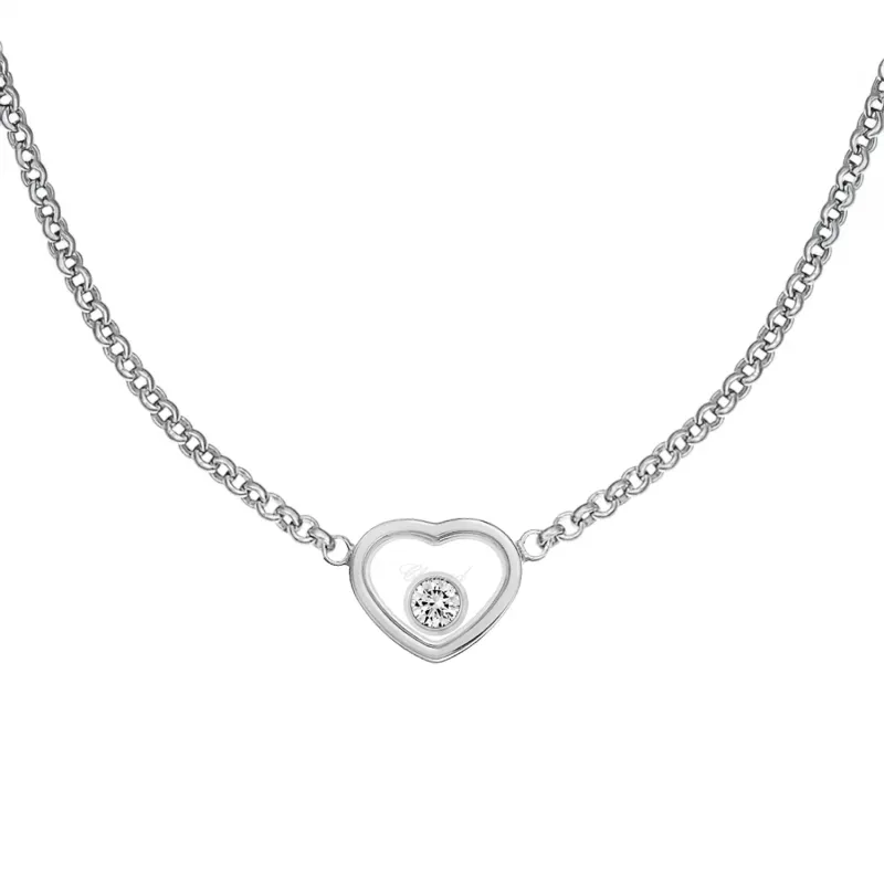 Chopard My Happy Hearts 18ct White Gold 0.05ct Diamond Heart Necklace sold by C.W. Sellors