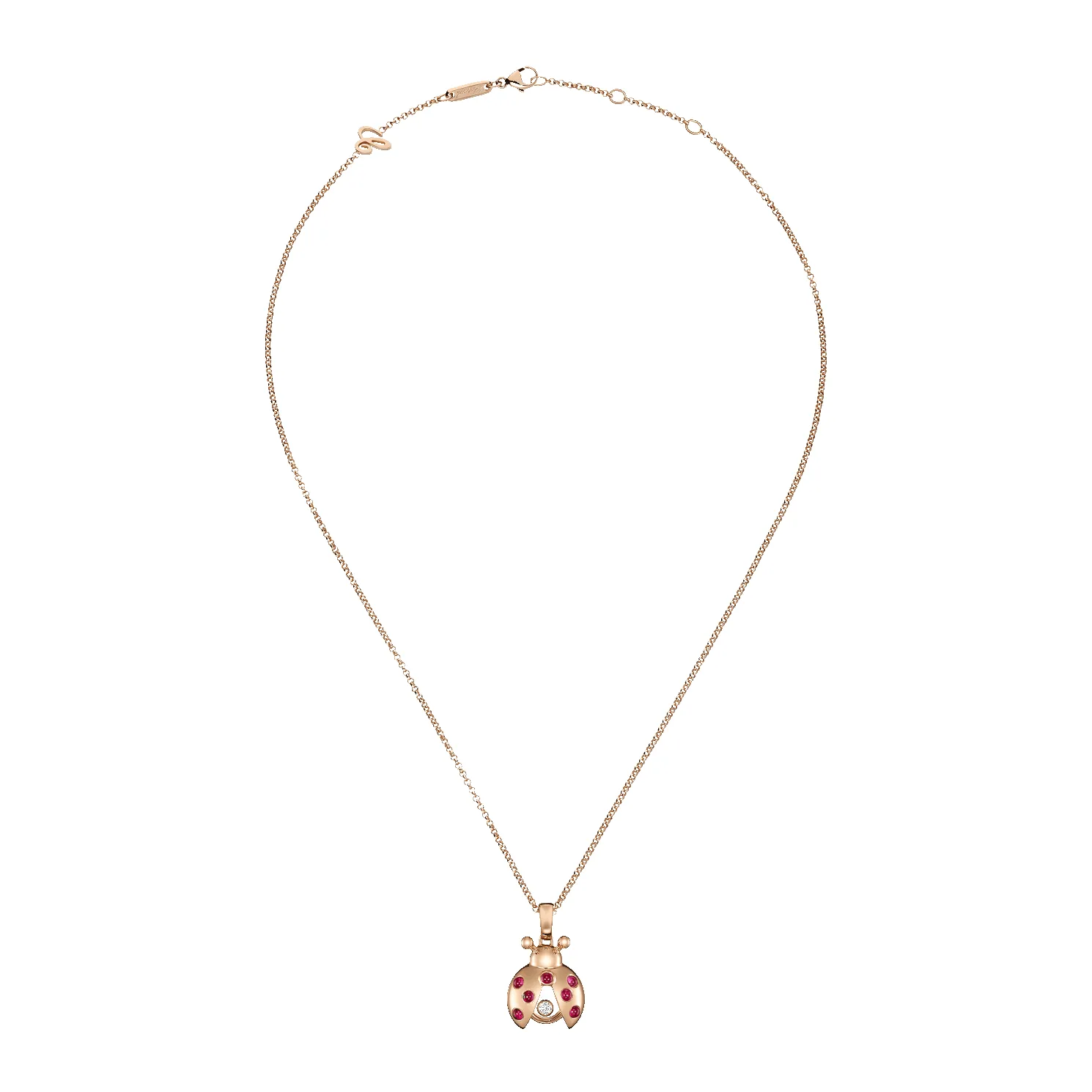 Chopard Happy Diamonds Ladybird 18ct Rose Gold Diamond and Ruby Necklace sold by C.W. Sellors product image thumbnail 3