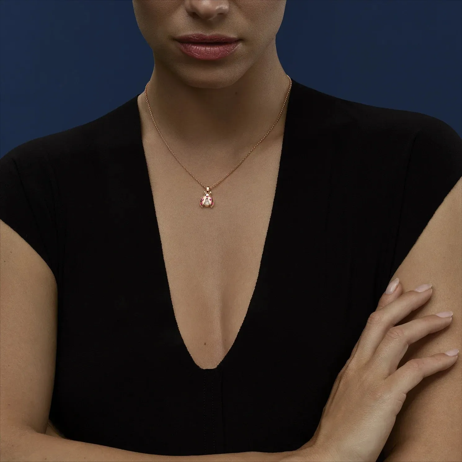 Chopard Happy Diamonds Ladybird 18ct Rose Gold Diamond and Ruby Necklace sold by C.W. Sellors product image thumbnail 4