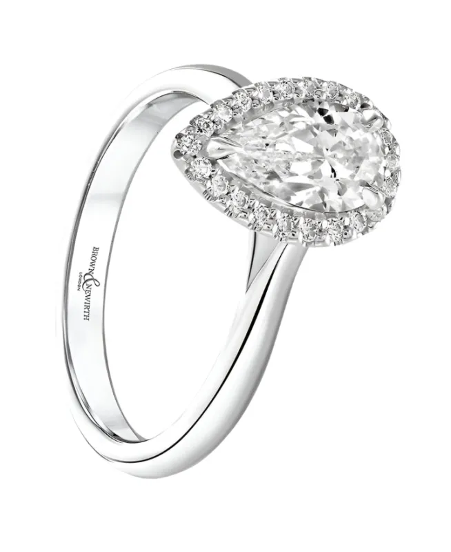 Platinum 0.33ct Diamond Pear Cut G/Hsi Ring made by C.W. Sellors