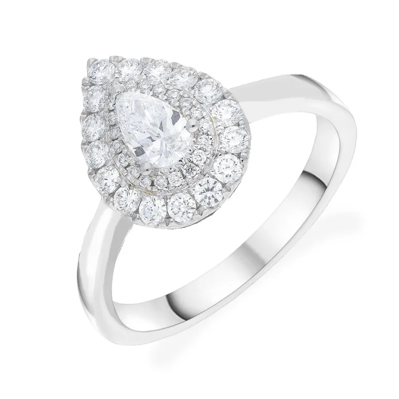 Platinum 0.39ct Diamond Two Row Pear Cut Cluster Ring Cluster Ring sold by C.W. Sellors