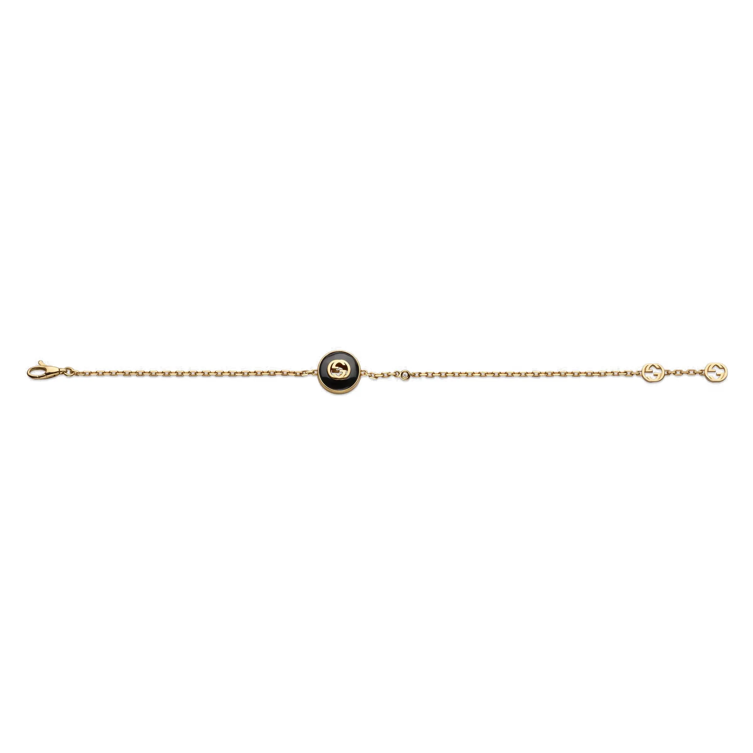 Gucci Interlocking 18ct Yellow Gold Black Onyx Bracelet sold by C.W. Sellors product image thumbnail 2