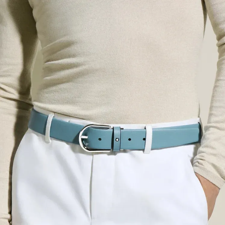 Montblanc Horseshoe Buckle Smokey Blue 35mm Leather Belt sold by C.W. Sellors product image thumbnail 3