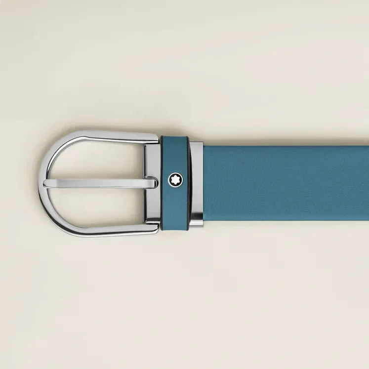 Montblanc Horseshoe Buckle Smokey Blue 35mm Leather Belt sold by C.W. Sellors product image thumbnail 2