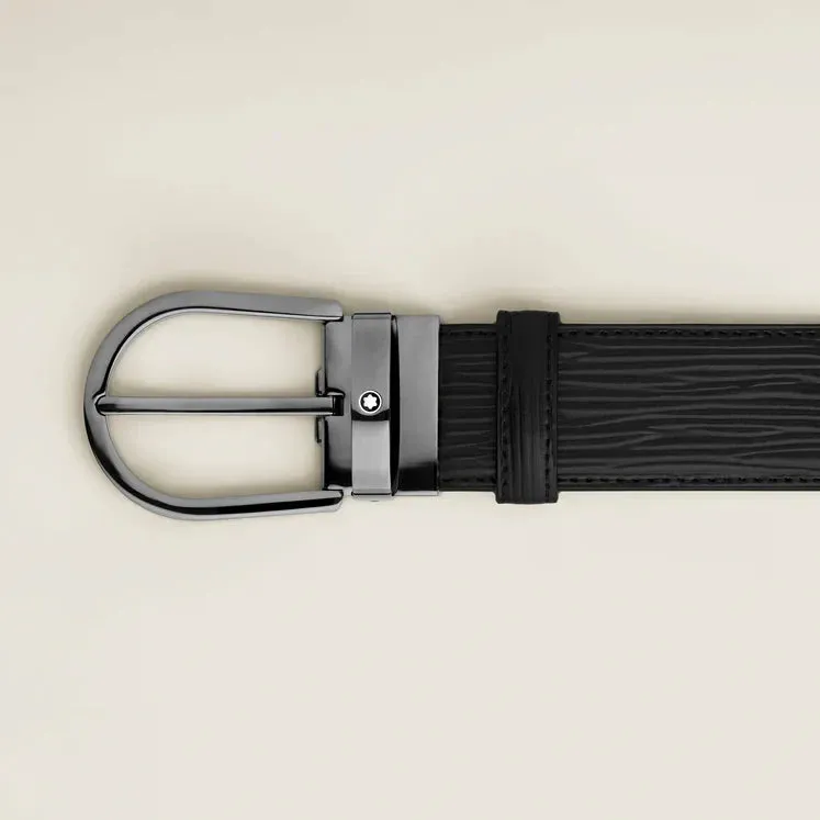 Montblanc Horseshoe Buckle Black 35mm Leather Belt sold by C.W. Sellors product image thumbnail 2