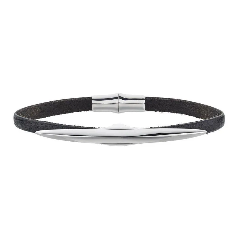 Shaun Leane Single Arc Silver Black Leather Bracelet sold by C.W. Sellors