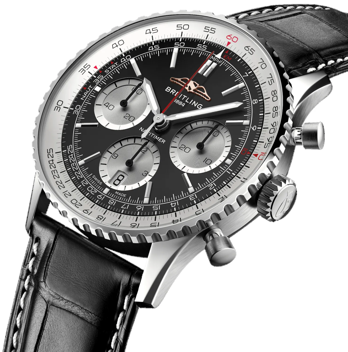Breitling Pre-Owned Navitimer B01 41 Black Croc Folding Clasp Watch sold by C.W. Sellors product image thumbnail 4