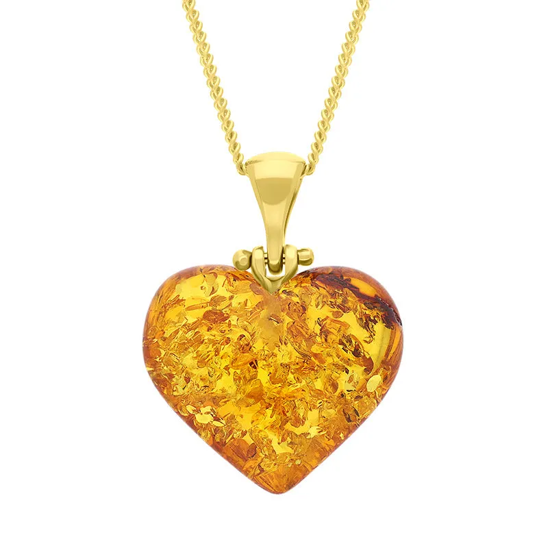 Gold Plated Amber Small Heart Pendant sold by C.W. Sellors