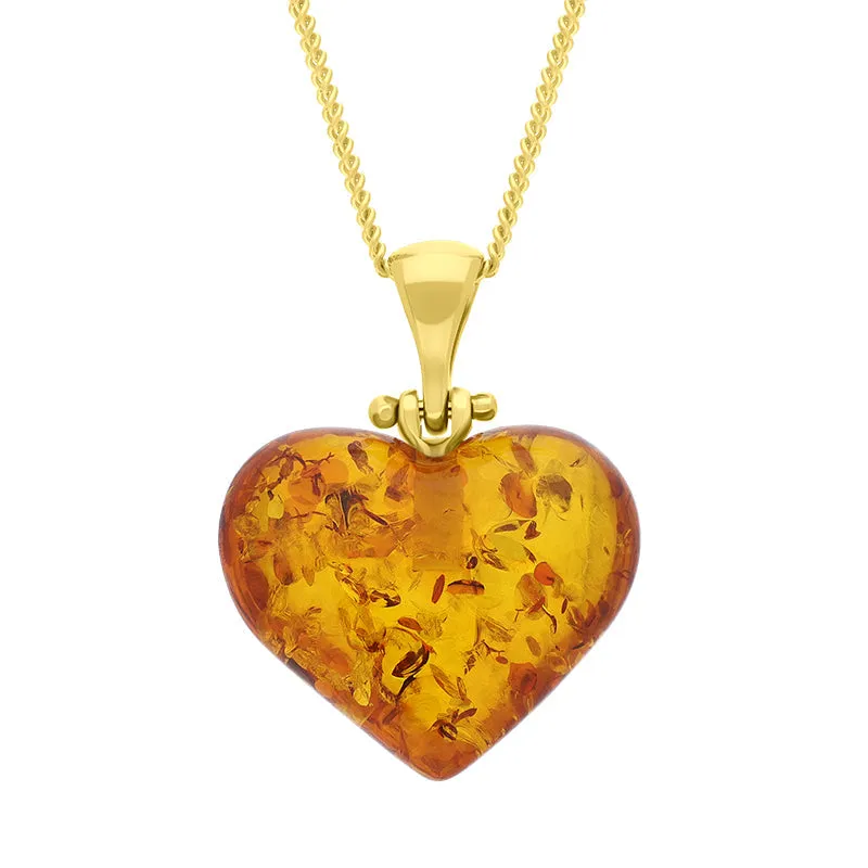 Gold Plated Small Amber Heart Necklace sold by C.W. Sellors