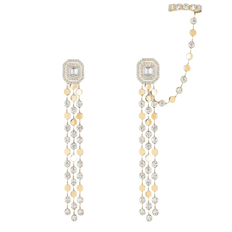 Messika D-Vibes 18ct Yellow Gold 0.30ct Diamond Multi-Row Earrings made by C.W. Sellors
