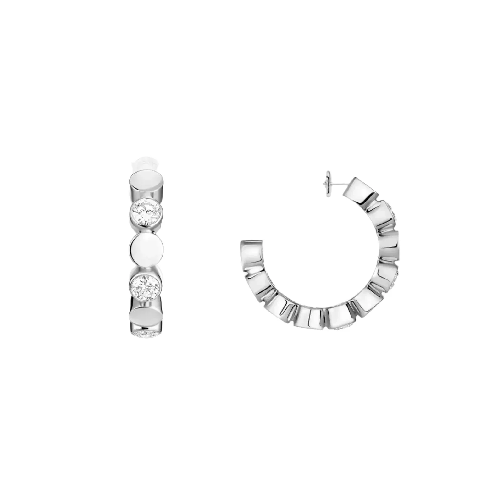 Messika D-Vibes 18ct White Gold 0.32ct Diamond Mini Hoop Earrings sold by C.W. Sellors