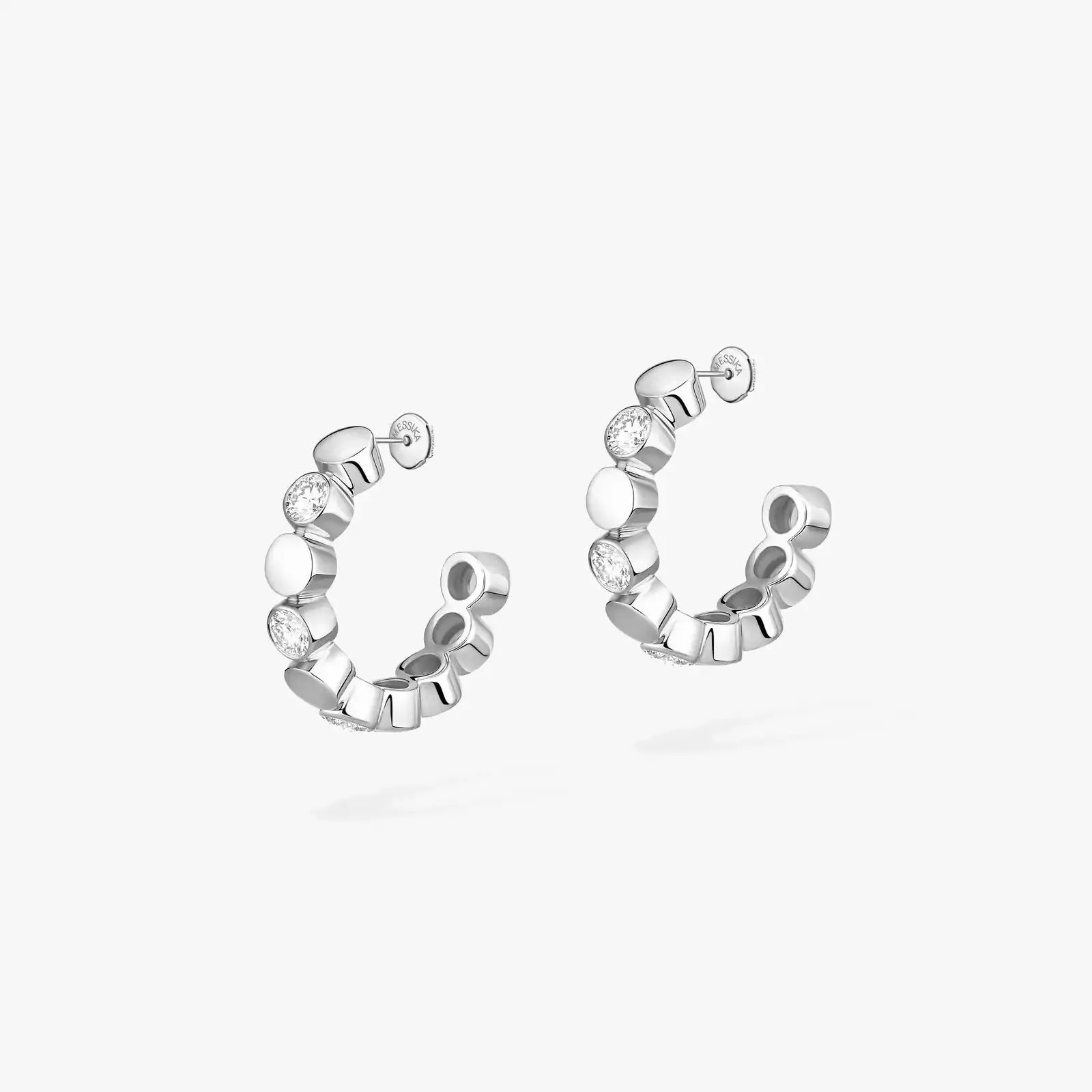 Messika D-Vibes 18ct White Gold 0.32ct Diamond Mini Hoop Earrings sold by C.W. Sellors product image thumbnail 2