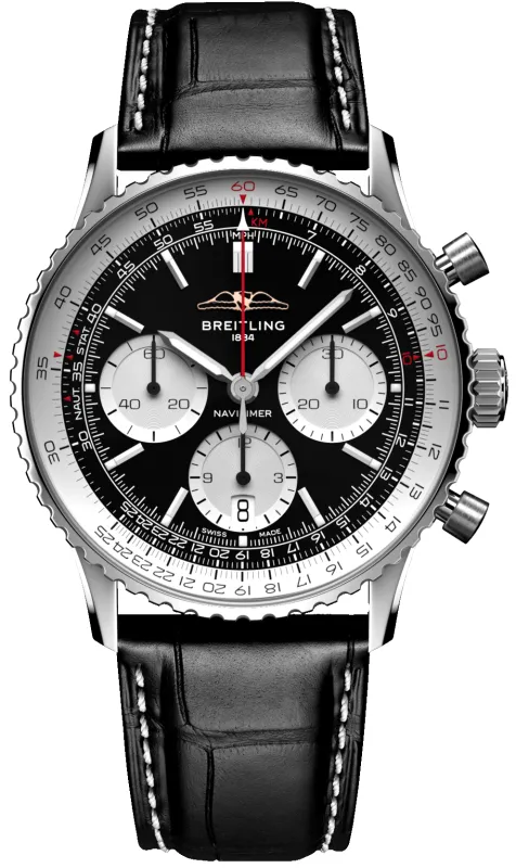 Breitling Navitimer B01 41 Black Croc Folding Clasp Watch sold by C.W. Sellors