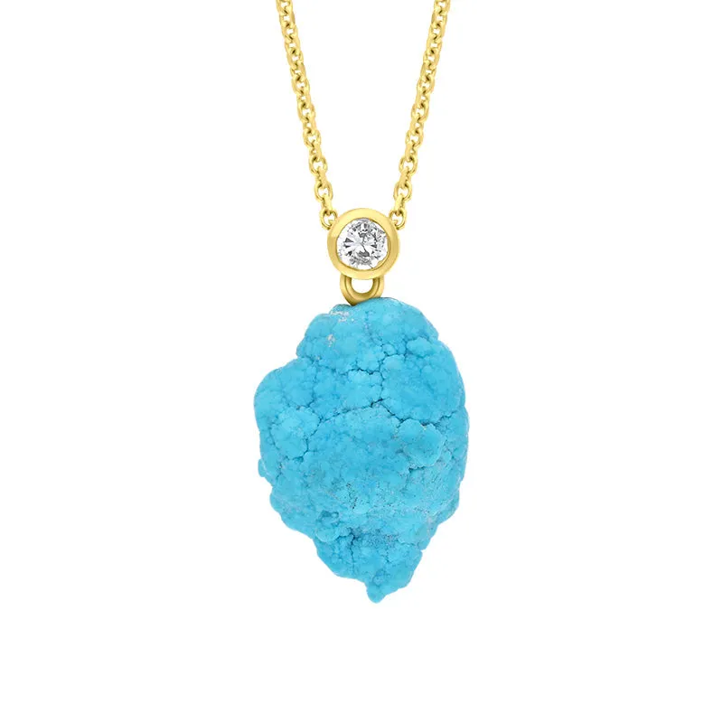 18ct Yellow Gold Diamond and Turquoise Unique Pendant sold by C.W. Sellors