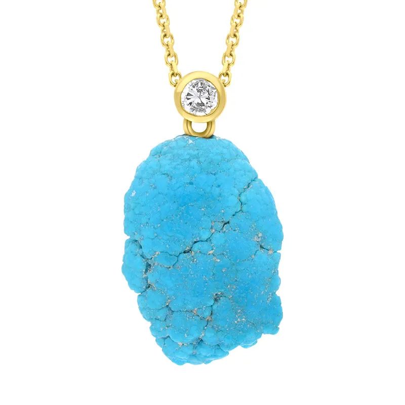 18ct Yellow Gold Diamond and Turquoise Unique Pendant sold by C.W. Sellors