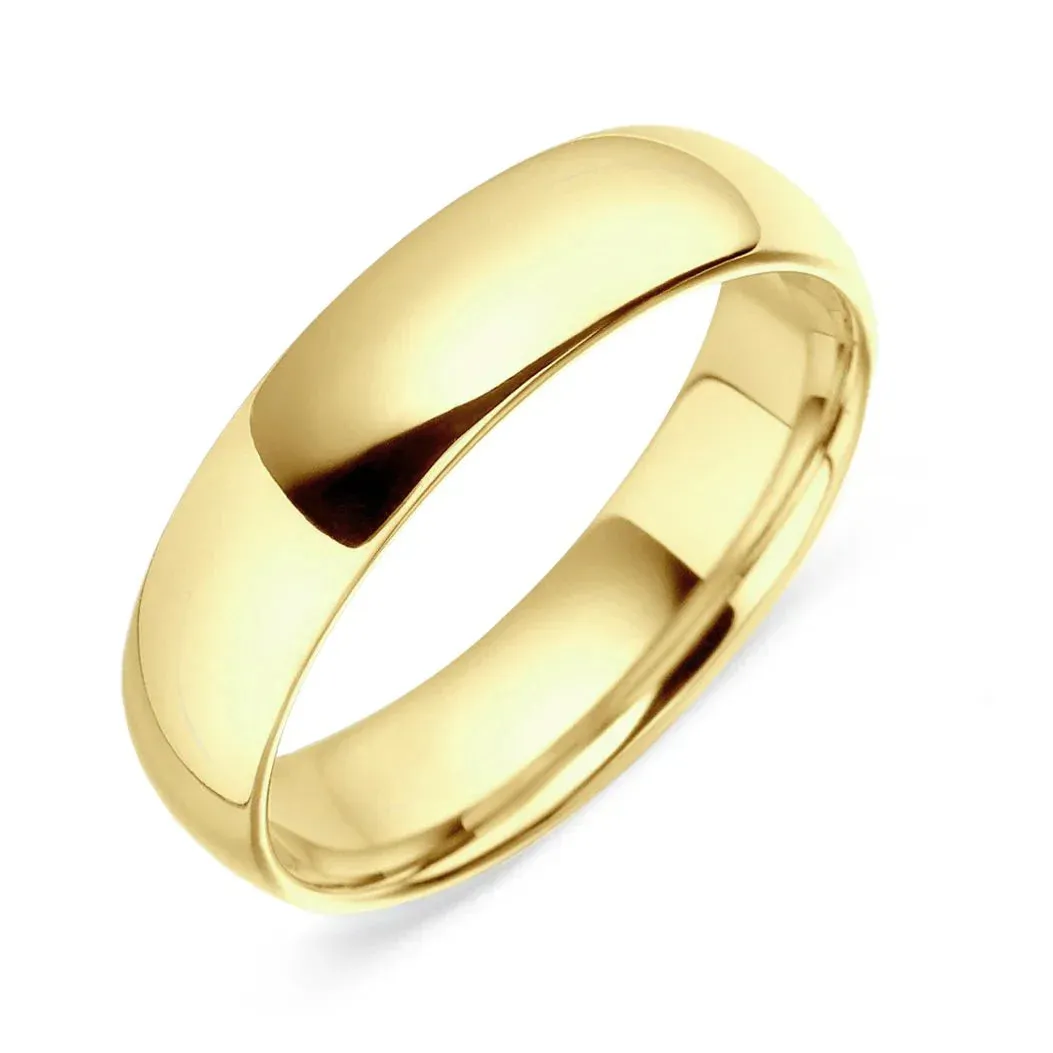 9ct Yellow Gold 5mm Ultra Light Traditional Court Wedding Ring sold by C.W. Sellors