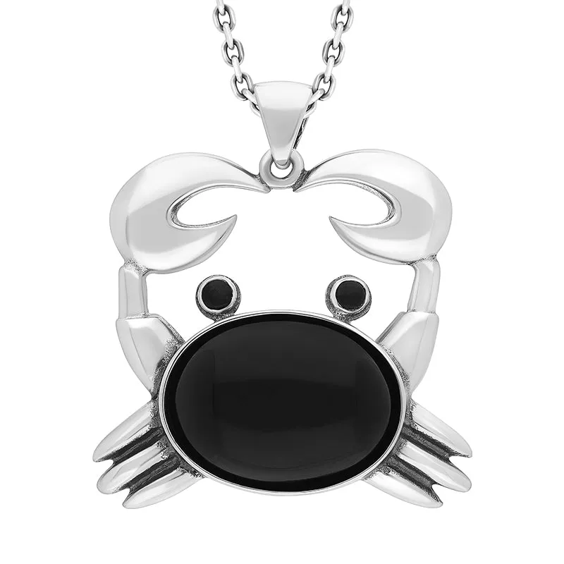 Sterling Silver and Whitby Jet Oval Crab Pendant sold by C.W. Sellors