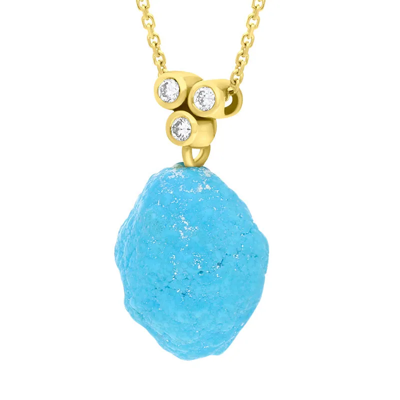 18ct Yellow Gold Diamond and Turquoise Necklace sold by C.W. Sellors product image thumbnail 2
