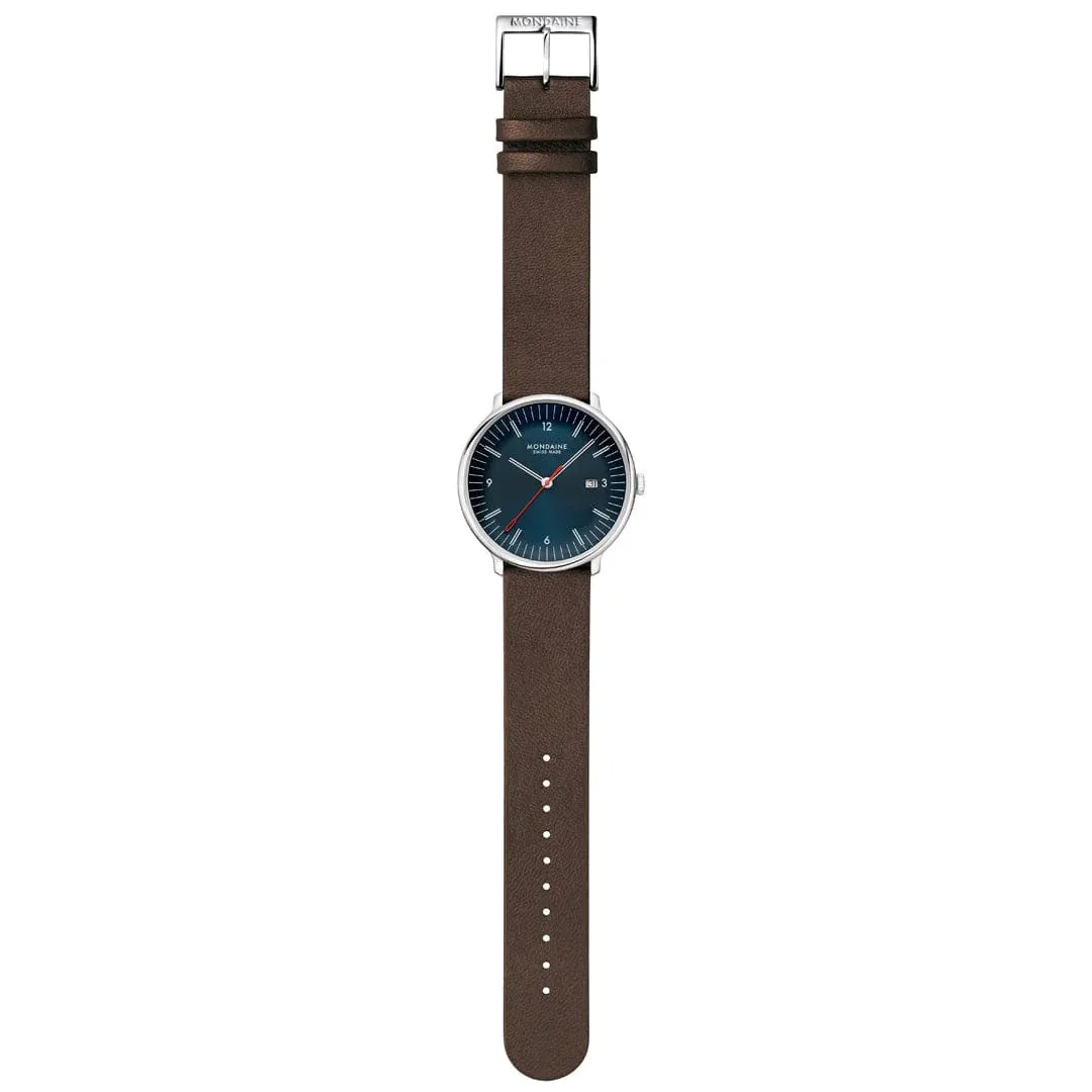 Mondaine Doppio 41mm Brown Vegan Grape Leather Watch sold by C.W. Sellors product image thumbnail 5