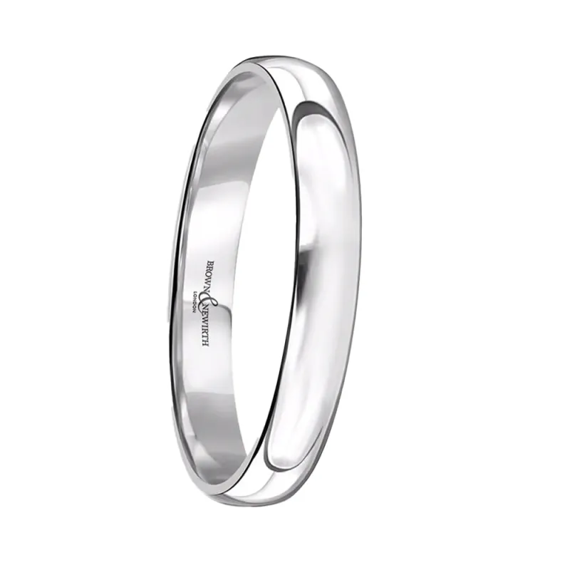 18ct White Gold 3mm Ultra Light Court Wedding Band sold by C.W. Sellors