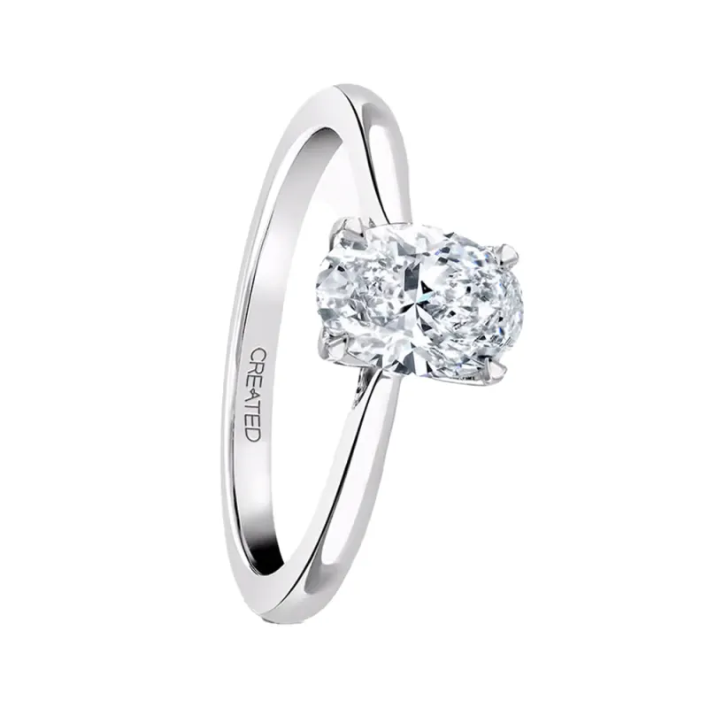 Platinum 1.00ct Laboratory Grown Diamond Oval Cut Solitaire Ring sold by C.W. Sellors