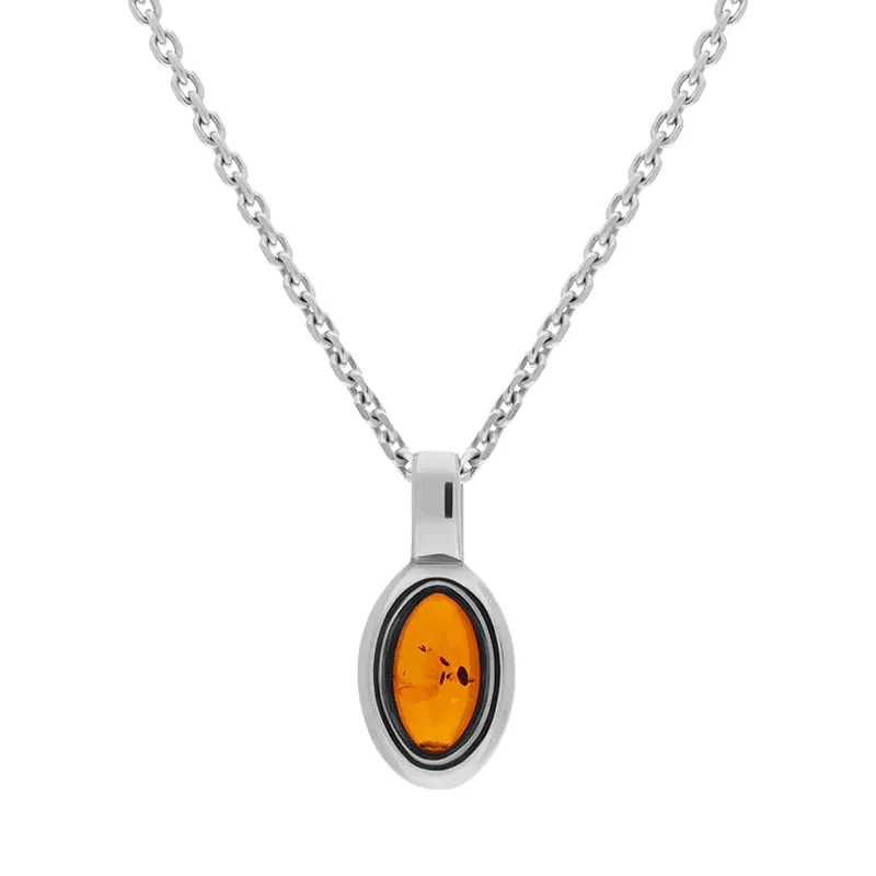 Sterling Silver Amber Oval Fixed Bale Necklace sold by C.W. Sellors