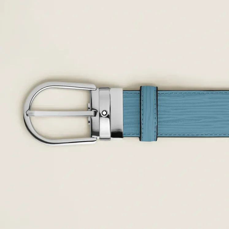 Montblanc Horseshoe Buckle Smoky Blue 35mm Leather Belt sold by C.W. Sellors product image thumbnail 2